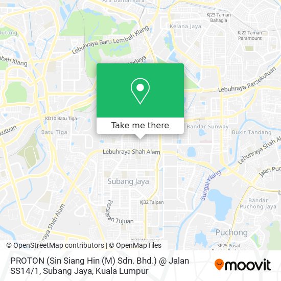 PROTON (Sin Siang Hin (M) Sdn. Bhd.) @ Jalan SS14 / 1, Subang Jaya map