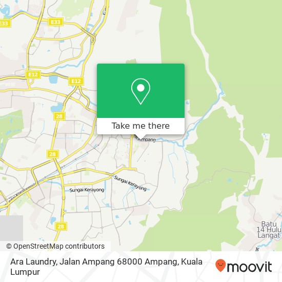 Peta Ara Laundry, Jalan Ampang 68000 Ampang