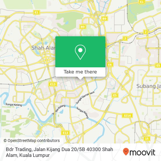 Peta Bdr Trading, Jalan Kijang Dua 20 / 5B 40300 Shah Alam