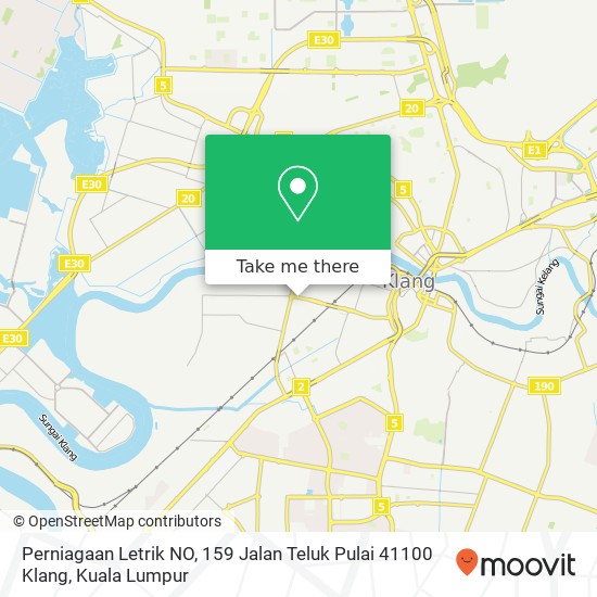 Peta Perniagaan Letrik NO, 159 Jalan Teluk Pulai 41100 Klang