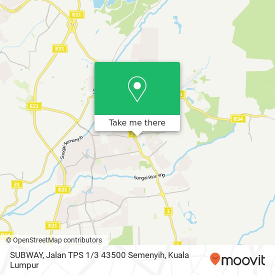 SUBWAY, Jalan TPS 1 / 3 43500 Semenyih map