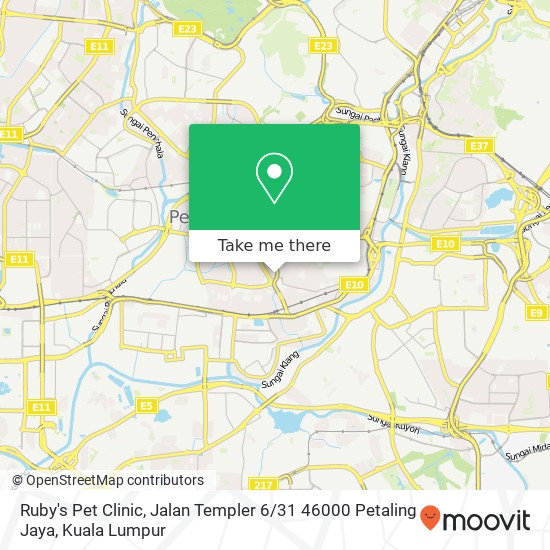 Peta Ruby's Pet Clinic, Jalan Templer 6 / 31 46000 Petaling Jaya