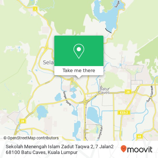 Peta Sekolah Menengah Islam Zadut Taqwa 2, 7 Jalan2 68100 Batu Caves