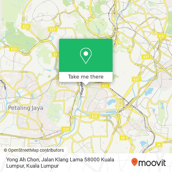 Peta Yong Ah Chon, Jalan Klang Lama 58000 Kuala Lumpur