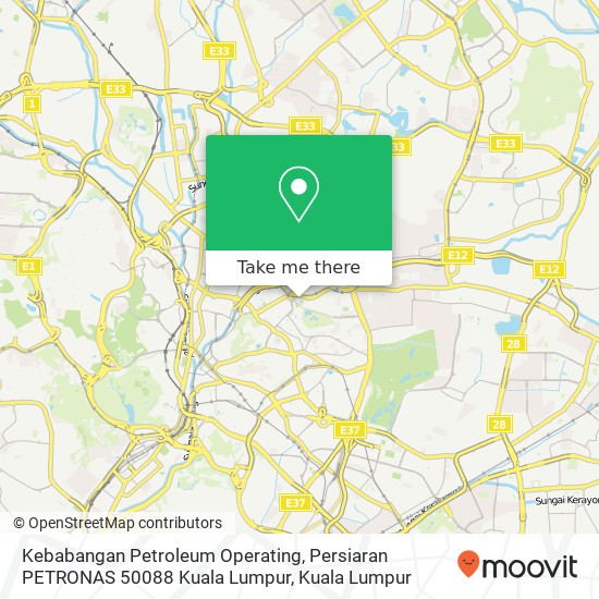 Peta Kebabangan Petroleum Operating, Persiaran PETRONAS 50088 Kuala Lumpur