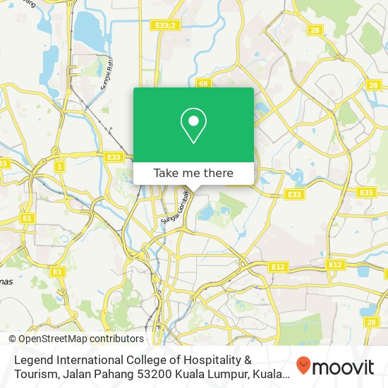 Legend International College of Hospitality & Tourism, Jalan Pahang 53200 Kuala Lumpur map