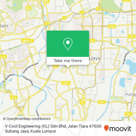 Peta V-Cool Engineering (KL) Sdn Bhd, Jalan Tiara 47600 Subang Jaya