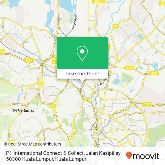 Peta P1 International Connect & Collect, Jalan Kasipillay 50300 Kuala Lumpur