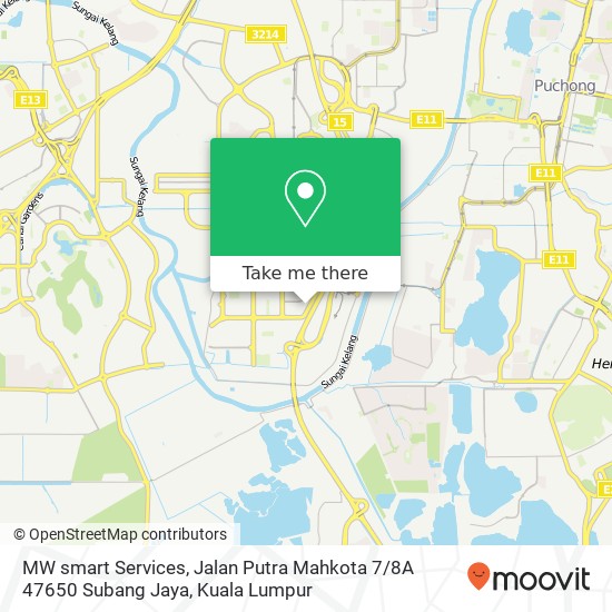 Peta MW smart Services, Jalan Putra Mahkota 7 / 8A 47650 Subang Jaya