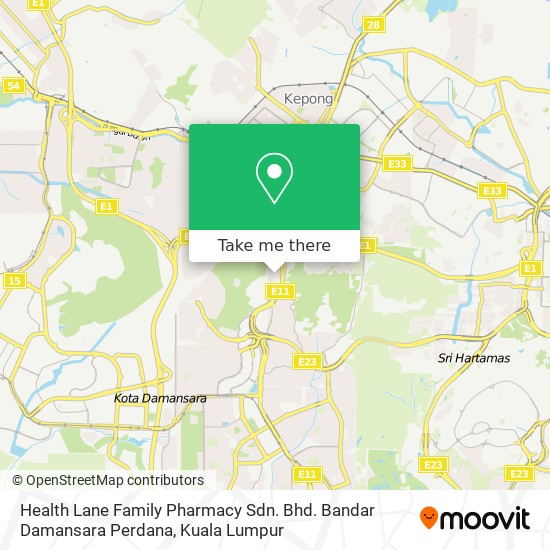 Health Lane Family Pharmacy Sdn. Bhd. Bandar Damansara Perdana map