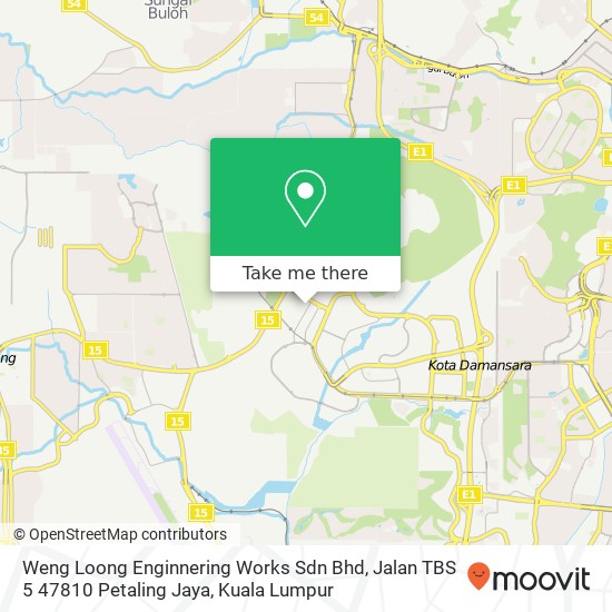 Peta Weng Loong Enginnering Works Sdn Bhd, Jalan TBS 5 47810 Petaling Jaya
