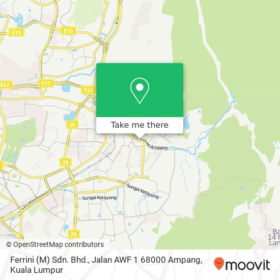 Ferrini (M) Sdn. Bhd., Jalan AWF 1 68000 Ampang map