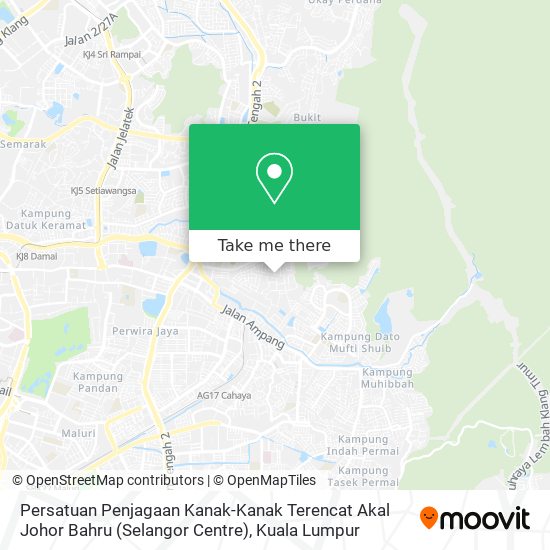 Peta Persatuan Penjagaan Kanak-Kanak Terencat Akal Johor Bahru (Selangor Centre)