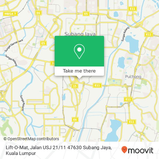 Peta Lift-O-Mat, Jalan USJ 21 / 11 47630 Subang Jaya