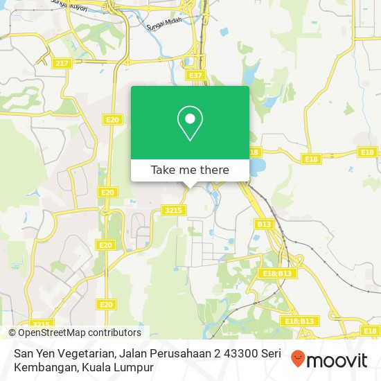 Peta San Yen Vegetarian, Jalan Perusahaan 2 43300 Seri Kembangan