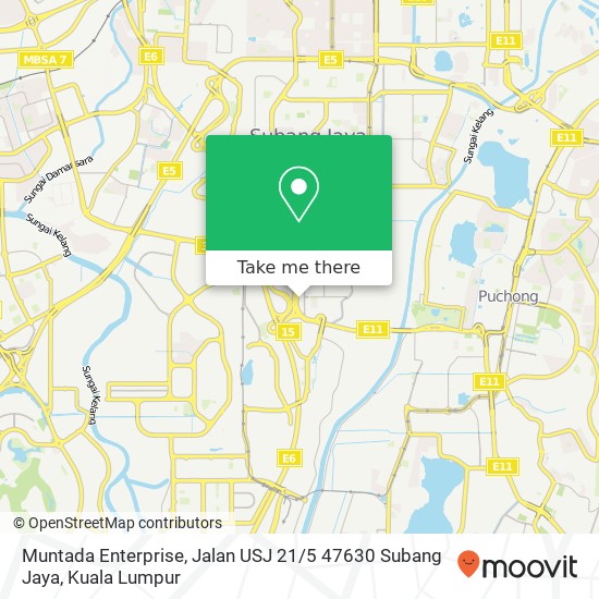 Peta Muntada Enterprise, Jalan USJ 21 / 5 47630 Subang Jaya