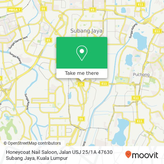 Peta Honeycoat Nail Saloon, Jalan USJ 25 / 1A 47630 Subang Jaya
