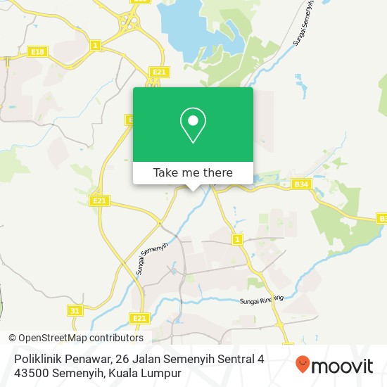 Peta Poliklinik Penawar, 26 Jalan Semenyih Sentral 4 43500 Semenyih