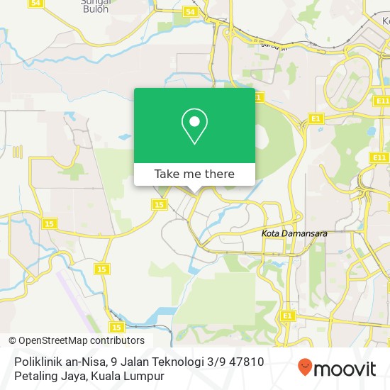 Peta Poliklinik an-Nisa, 9 Jalan Teknologi 3 / 9 47810 Petaling Jaya