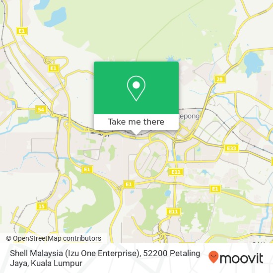 Peta Shell Malaysia (Izu One Enterprise), 52200 Petaling Jaya