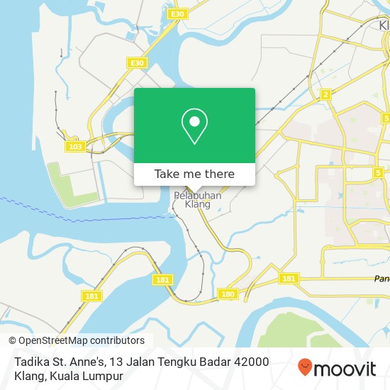 Peta Tadika St. Anne's, 13 Jalan Tengku Badar 42000 Klang