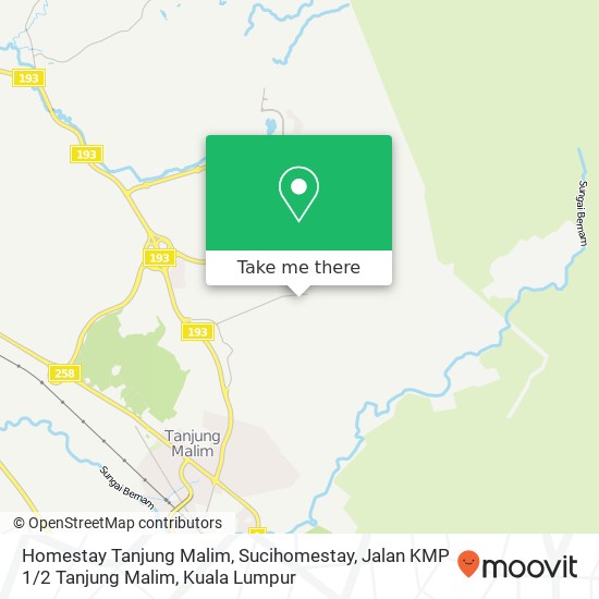 Peta Homestay Tanjung Malim, Sucihomestay, Jalan KMP 1 / 2 Tanjung Malim