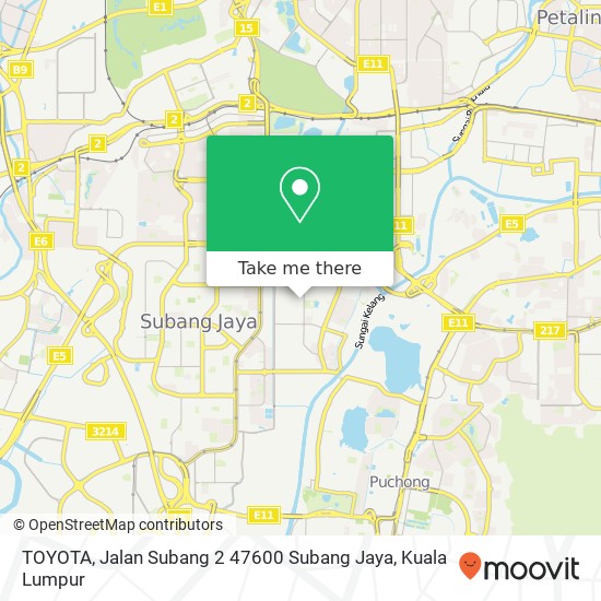 Peta TOYOTA, Jalan Subang 2 47600 Subang Jaya