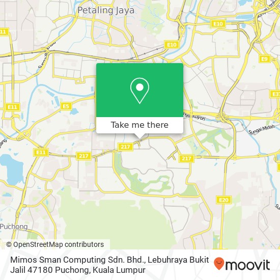 Peta Mimos Sman Computing Sdn. Bhd., Lebuhraya Bukit Jalil 47180 Puchong