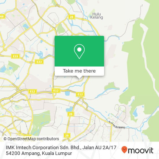 IMK Imtech Corporation Sdn. Bhd., Jalan AU 2A / 17 54200 Ampang map