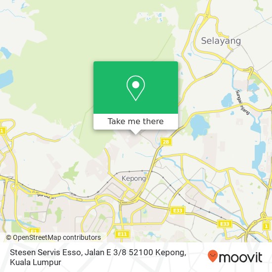 Peta Stesen Servis Esso, Jalan E 3 / 8 52100 Kepong