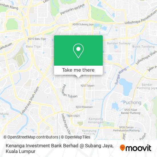Peta Kenanga Investment Bank Berhad @ Subang Jaya