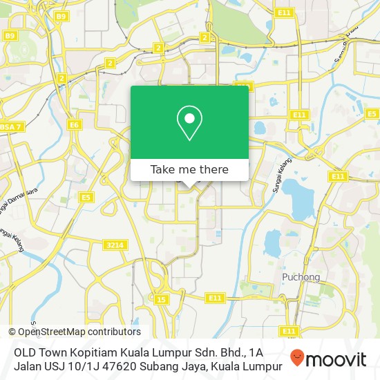 Peta OLD Town Kopitiam Kuala Lumpur Sdn. Bhd., 1A Jalan USJ 10 / 1J 47620 Subang Jaya