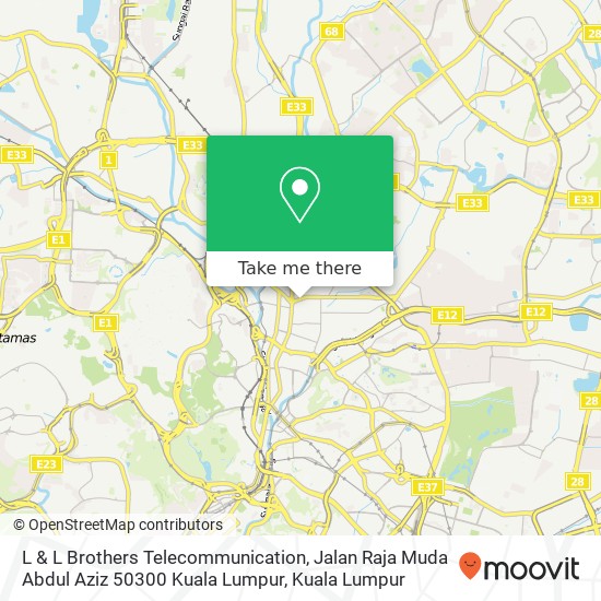 Peta L & L Brothers Telecommunication, Jalan Raja Muda Abdul Aziz 50300 Kuala Lumpur