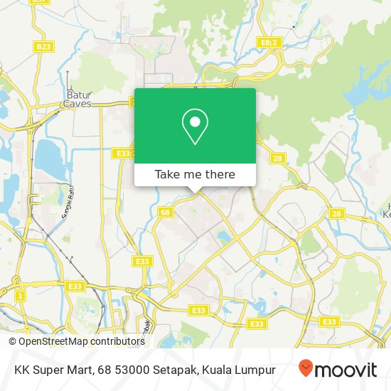 KK Super Mart, 68 53000 Setapak map