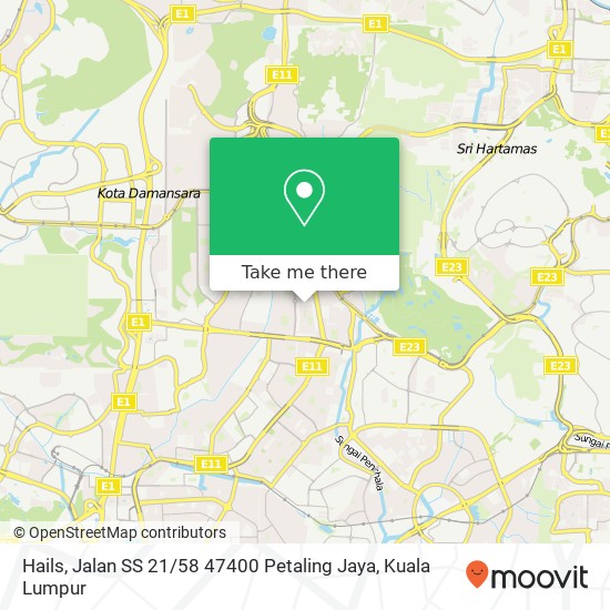 Peta Hails, Jalan SS 21 / 58 47400 Petaling Jaya