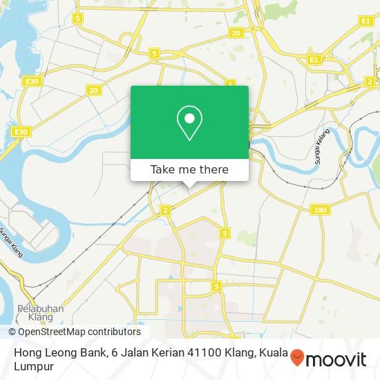 Peta Hong Leong Bank, 6 Jalan Kerian 41100 Klang