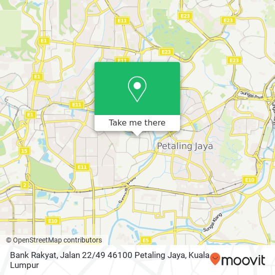 Peta Bank Rakyat, Jalan 22 / 49 46100 Petaling Jaya