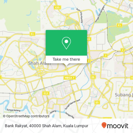 Peta Bank Rakyat, 40000 Shah Alam