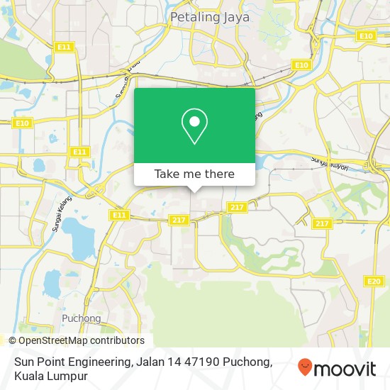 Peta Sun Point Engineering, Jalan 14 47190 Puchong