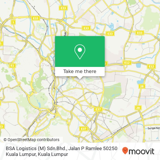 Peta BSA Logistics (M) Sdn.Bhd., Jalan P Ramlee 50250 Kuala Lumpur