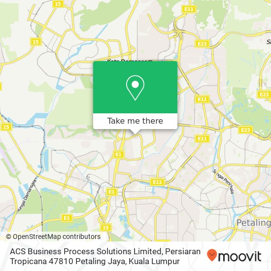 Peta ACS Business Process Solutions Limited, Persiaran Tropicana 47810 Petaling Jaya