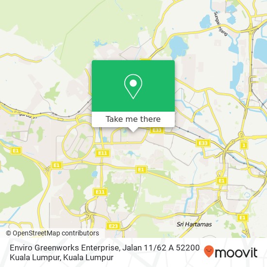 Peta Enviro Greenworks Enterprise, Jalan 11 / 62 A 52200 Kuala Lumpur