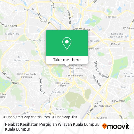 Peta Pejabat Kesihatan Pergigian Wilayah Kuala Lumpur