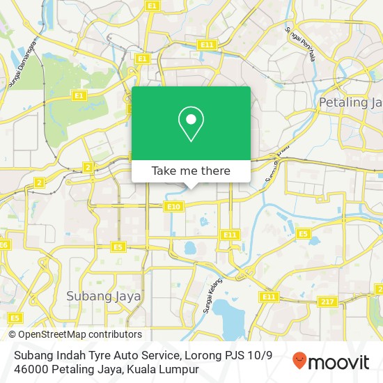 Peta Subang Indah Tyre Auto Service, Lorong PJS 10 / 9 46000 Petaling Jaya