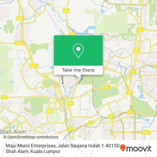 Peta Maju Murni Enterprises, Jalan Saujana Indah 1 40150 Shah Alam