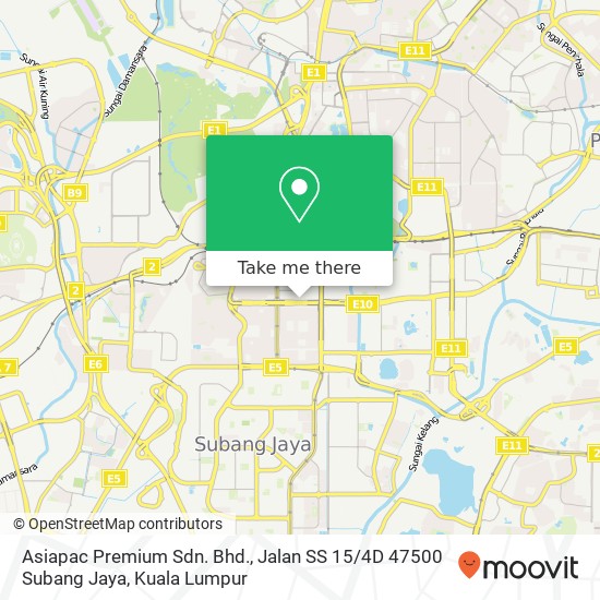 Asiapac Premium Sdn. Bhd., Jalan SS 15 / 4D 47500 Subang Jaya map