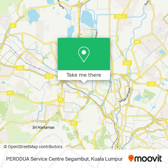 Peta PERODUA Service Centre Segambut
