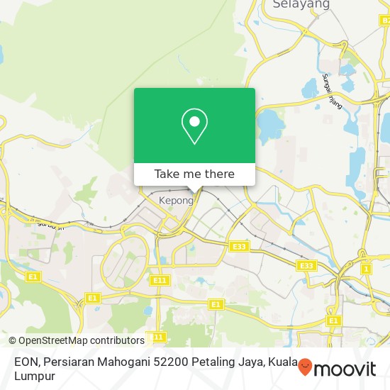 Peta EON, Persiaran Mahogani 52200 Petaling Jaya