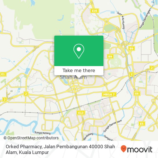 Peta Orked Pharmacy, Jalan Pembangunan 40000 Shah Alam