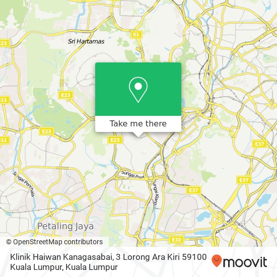 Peta Klinik Haiwan Kanagasabai, 3 Lorong Ara Kiri 59100 Kuala Lumpur